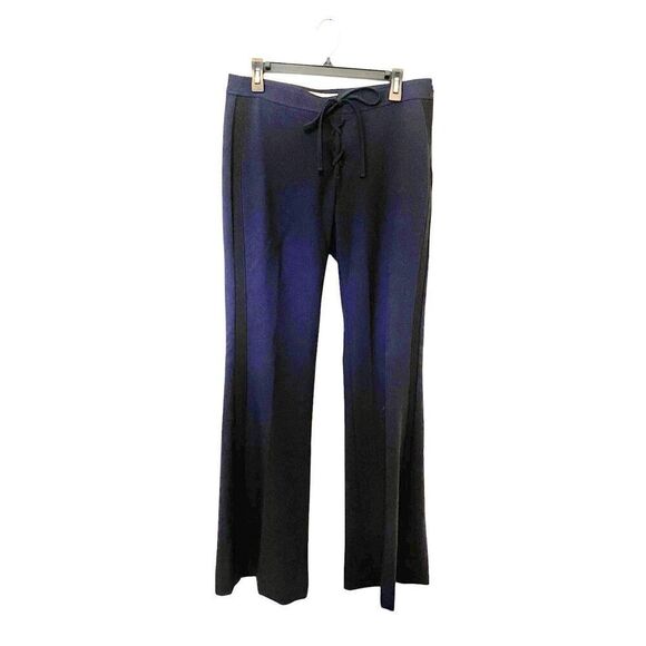 Banana Republic X Oliva Palermo Navy Blue Black Stripe Flare Leg Trousers Size 6 - Picture 1 of 4